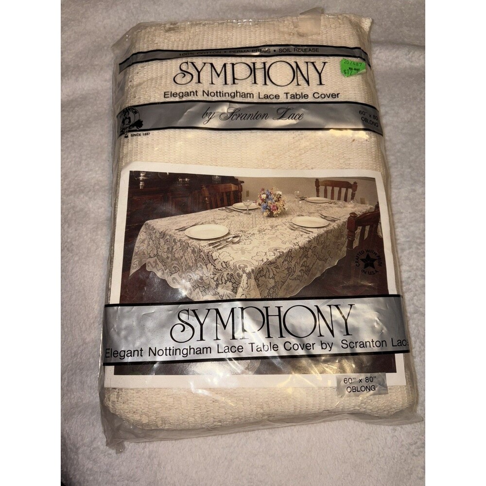 Scanton Lace Woven Nottingham Lace Table Cover 100 Cotton Ivory 60x80 Oblong